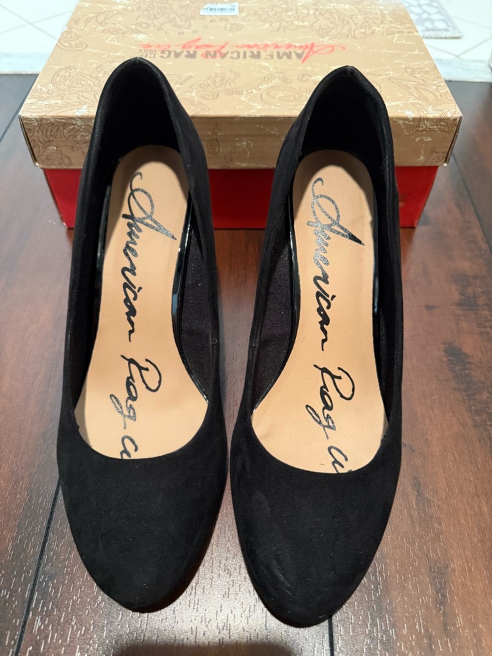 American Rag Black Suede Round-Toe Pumps